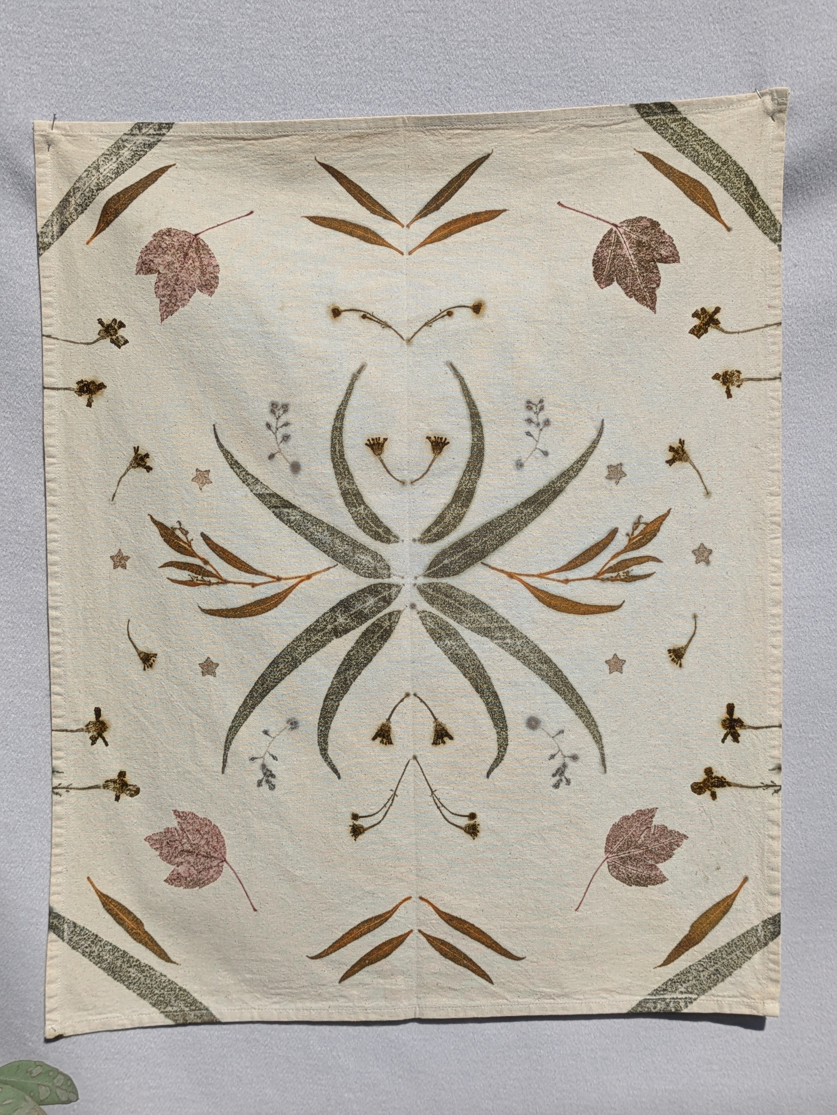 Botanically Printed Cotton Tea-Towel ~ Leaf Creation