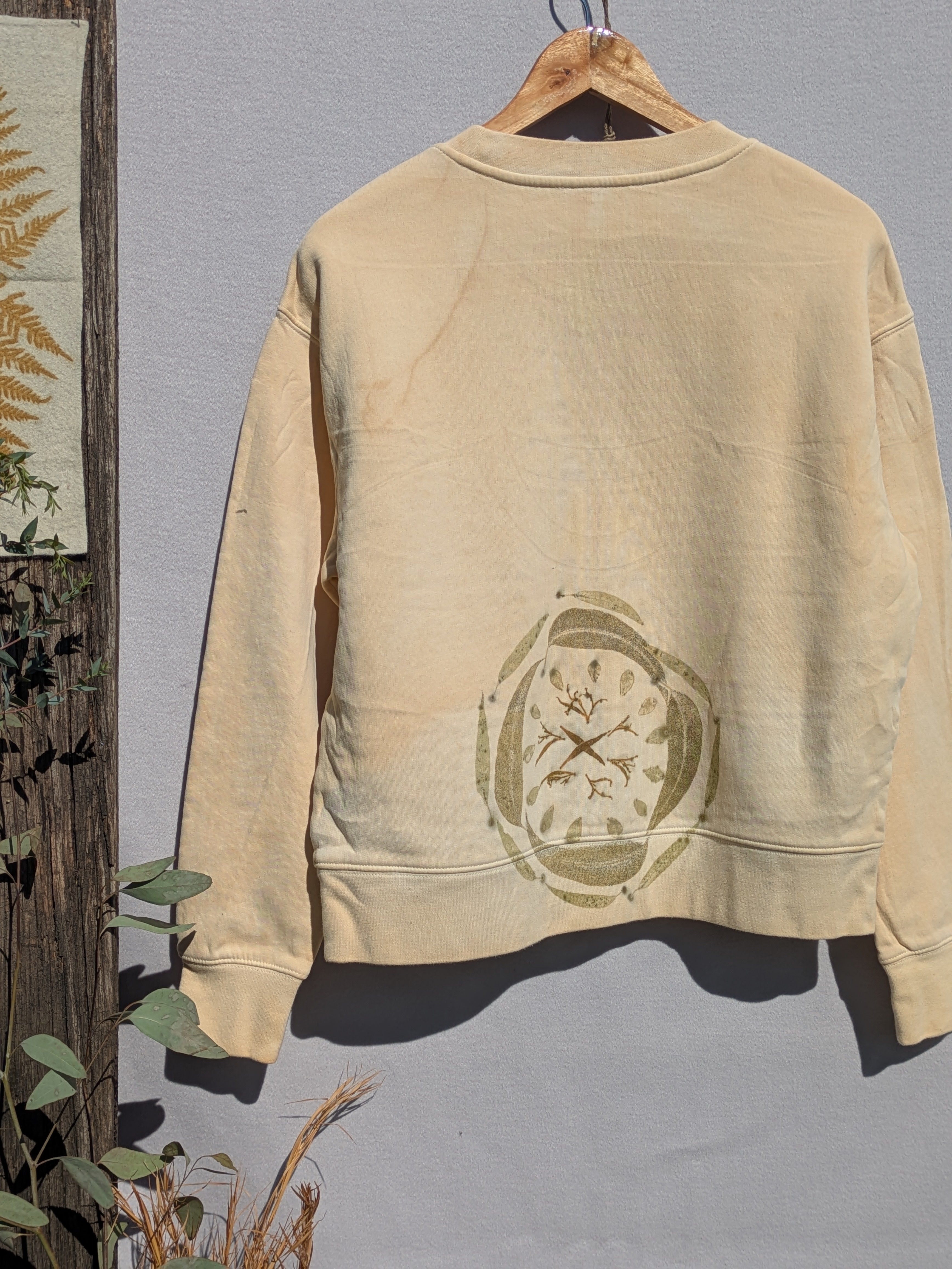Botanical Relaxed Heavy Cropped Sweatshirt ~ S ~ Pearl Leaf Portal