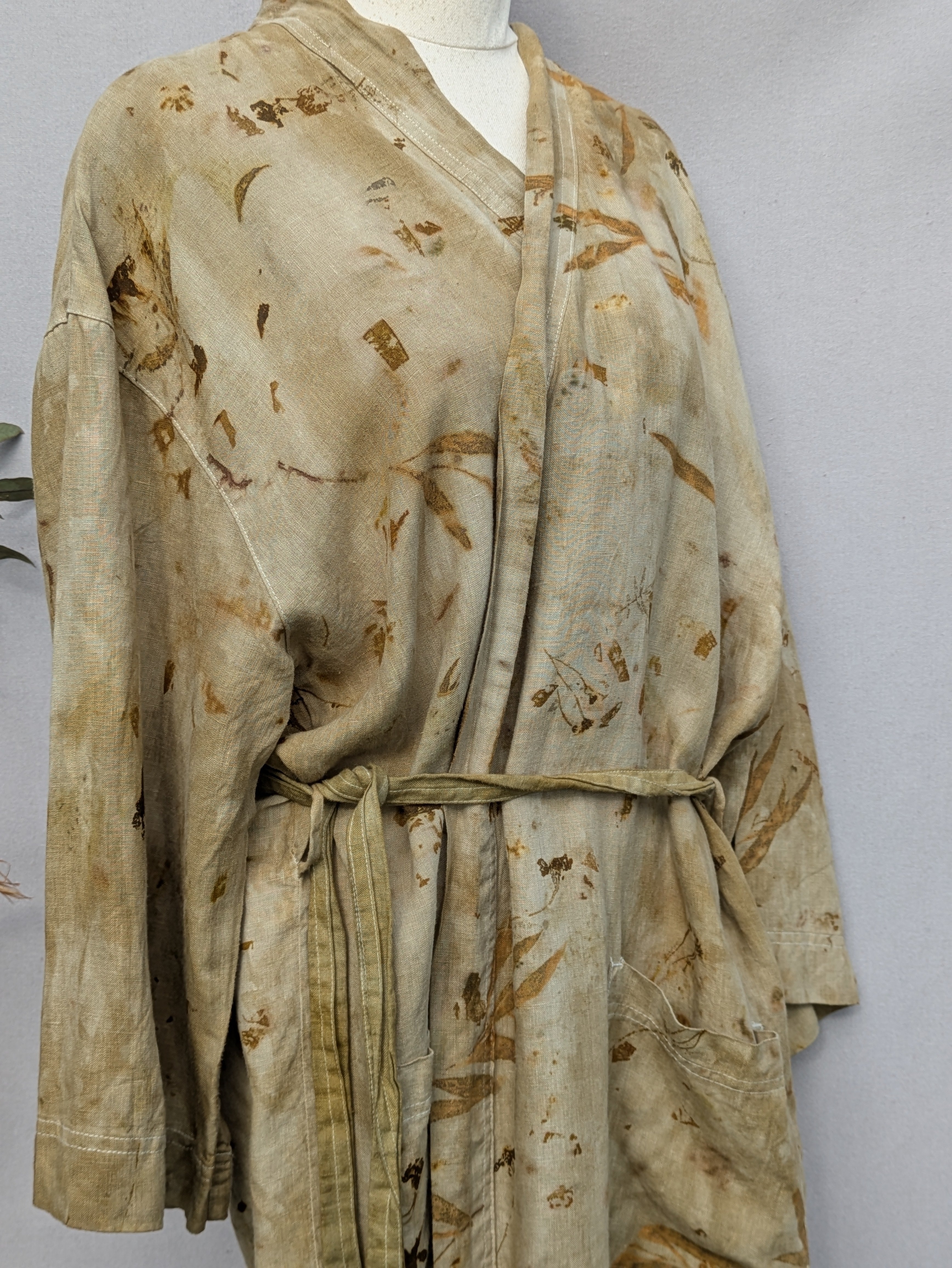 100% Plant Dyed (Marigold) Stonewash Linen Robe ~ Freesize
