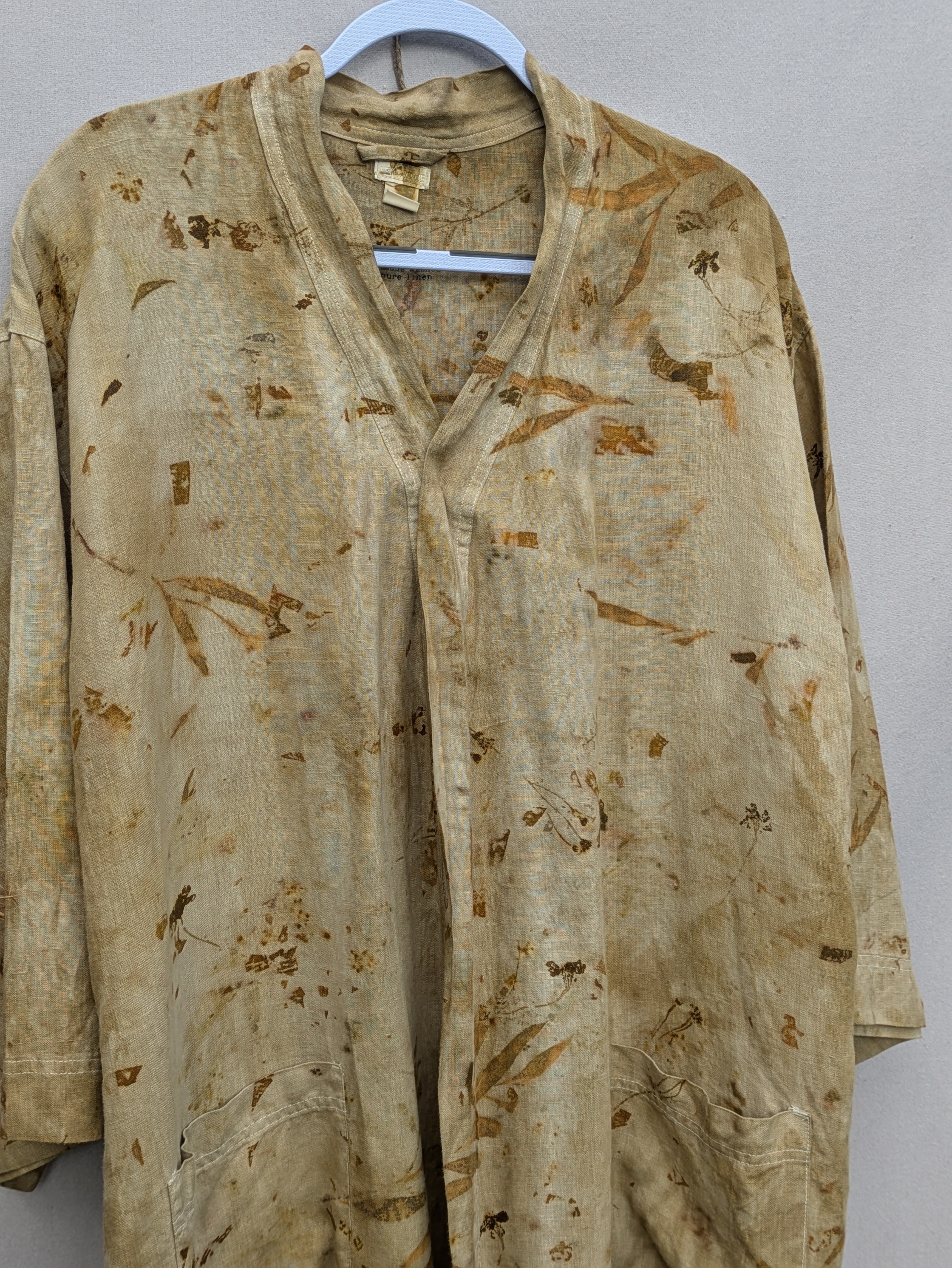100% Plant Dyed (Marigold) Stonewash Linen Robe ~ Freesize