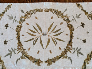 Botanically Printed ~  Linen Table Runner ~ Earthen Home ~ Altar Cloth