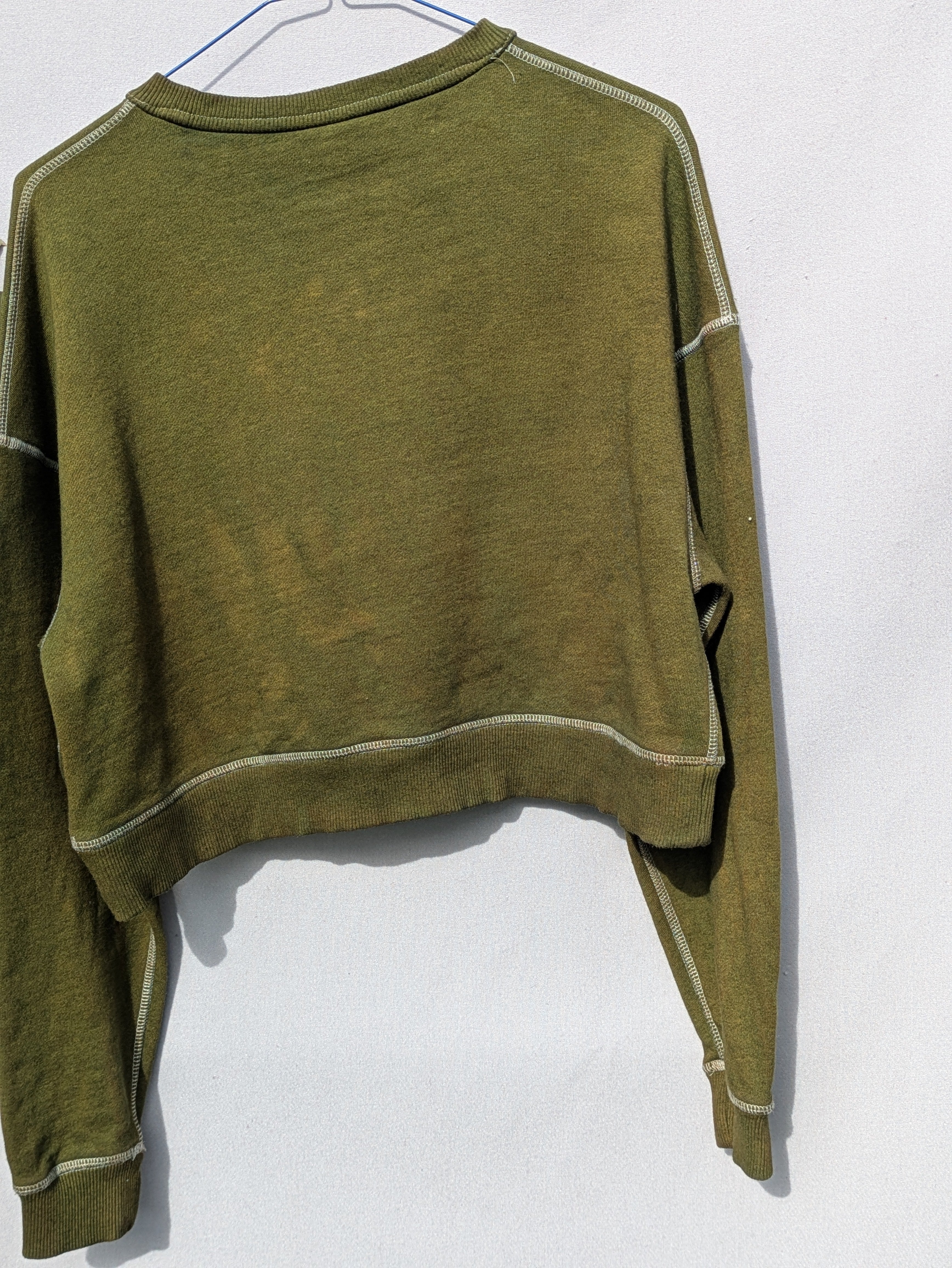 Botanical Cropped Crew ~ XS ~ Moss Olive  ~ 100% Terry Cotton