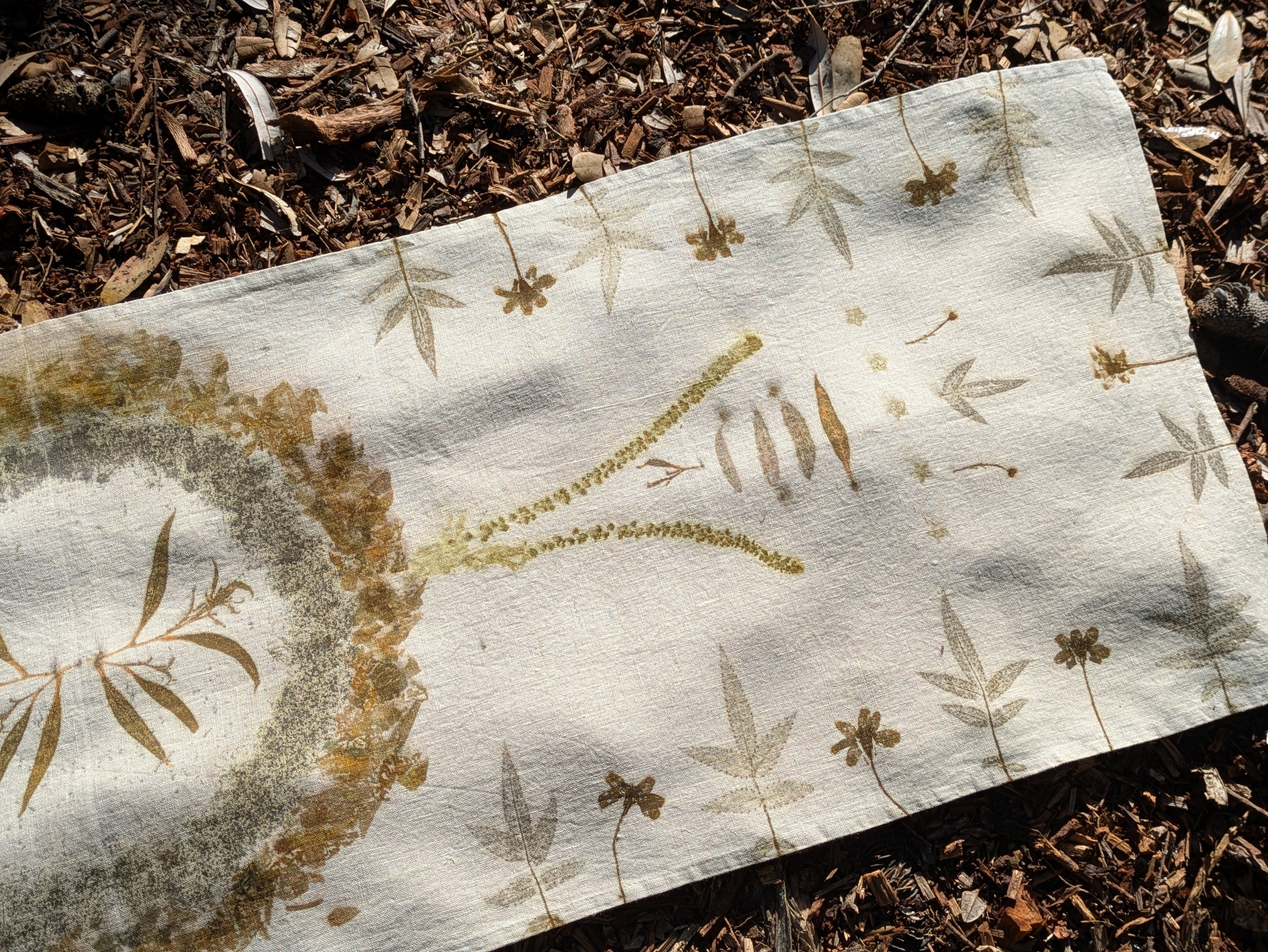Botanically Printed Linen ~ Table Runner ~ Sacred Altar Cloth