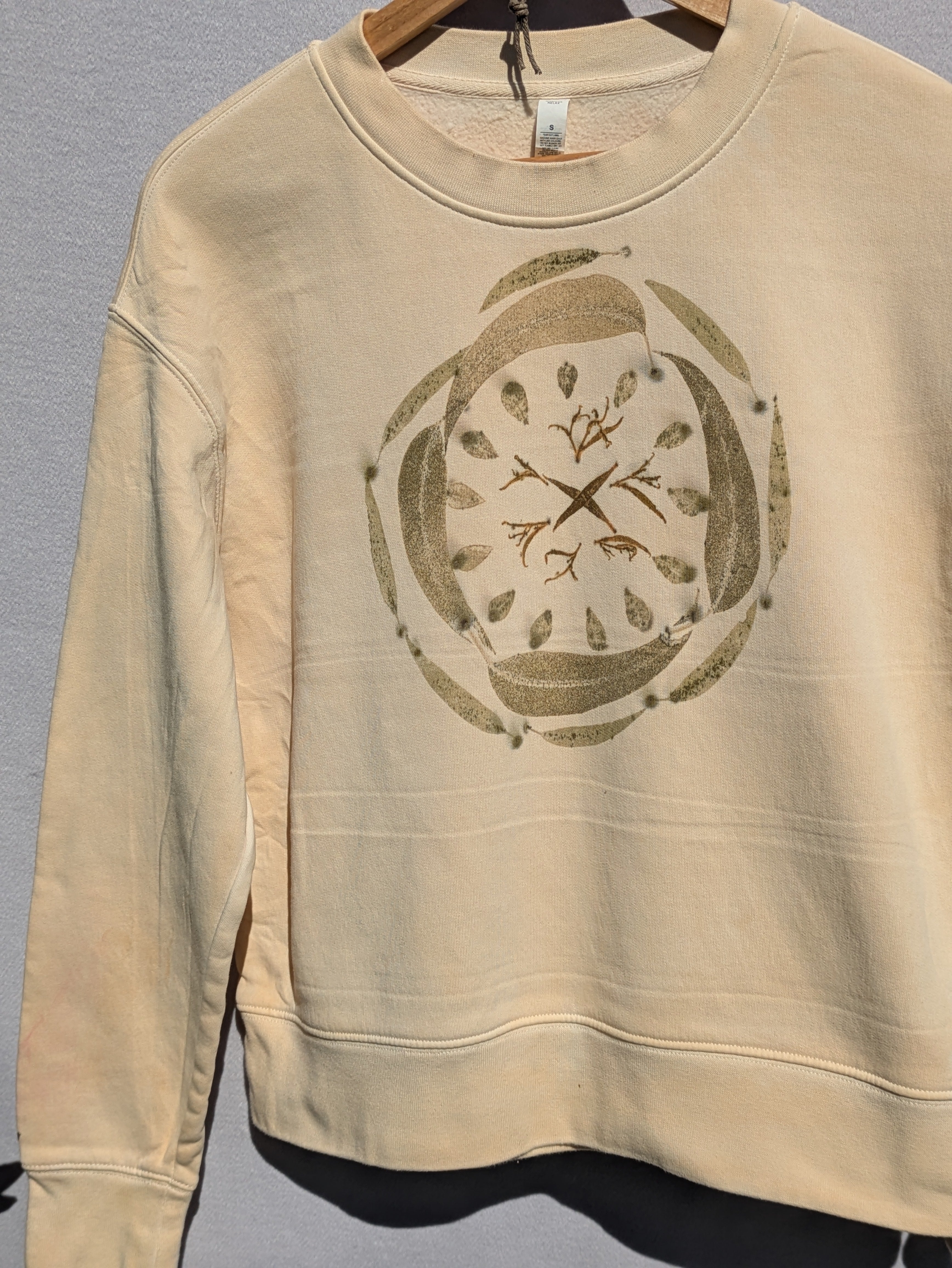 Botanical Relaxed Heavy Cropped Sweatshirt ~ S ~ Pearl Leaf Portal