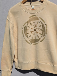 Botanical Relaxed Heavy Cropped Sweatshirt ~ S ~ Pearl Leaf Portal