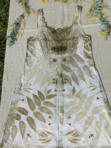 Vintage Lace Petticoat Dress ~ Moss Walnut ~ L