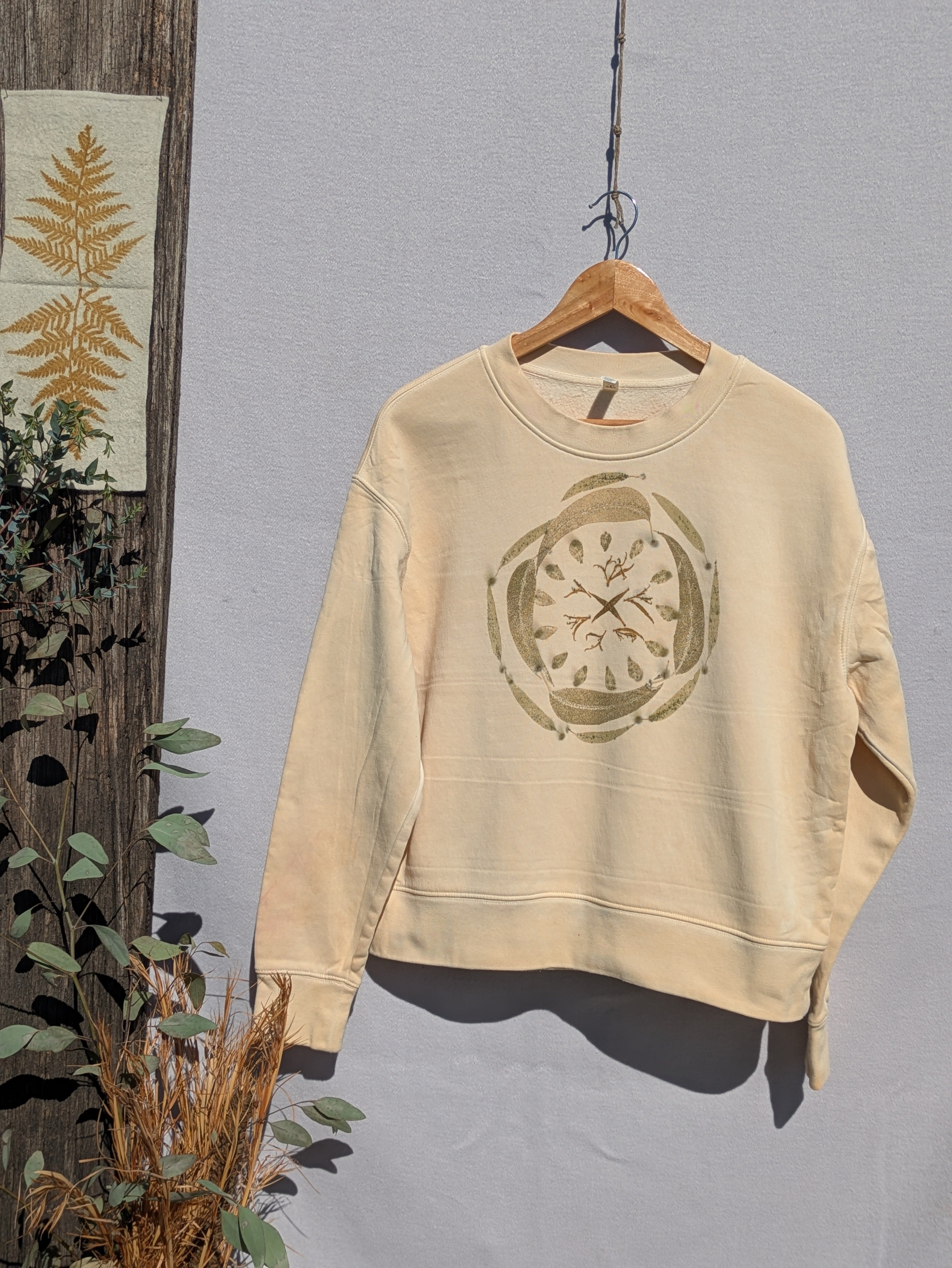 Botanical Relaxed Heavy Cropped Sweatshirt ~ S ~ Pearl Leaf Portal