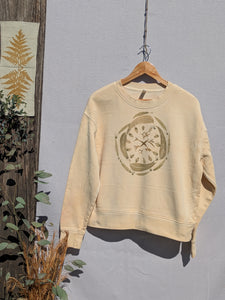 Botanical Relaxed Heavy Cropped Sweatshirt ~ S ~ Pearl Leaf Portal