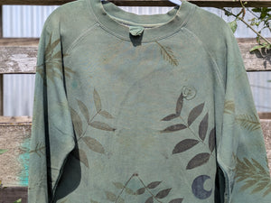 (Upcycled) Botanical Cropped Crew ~ M ~ Green
