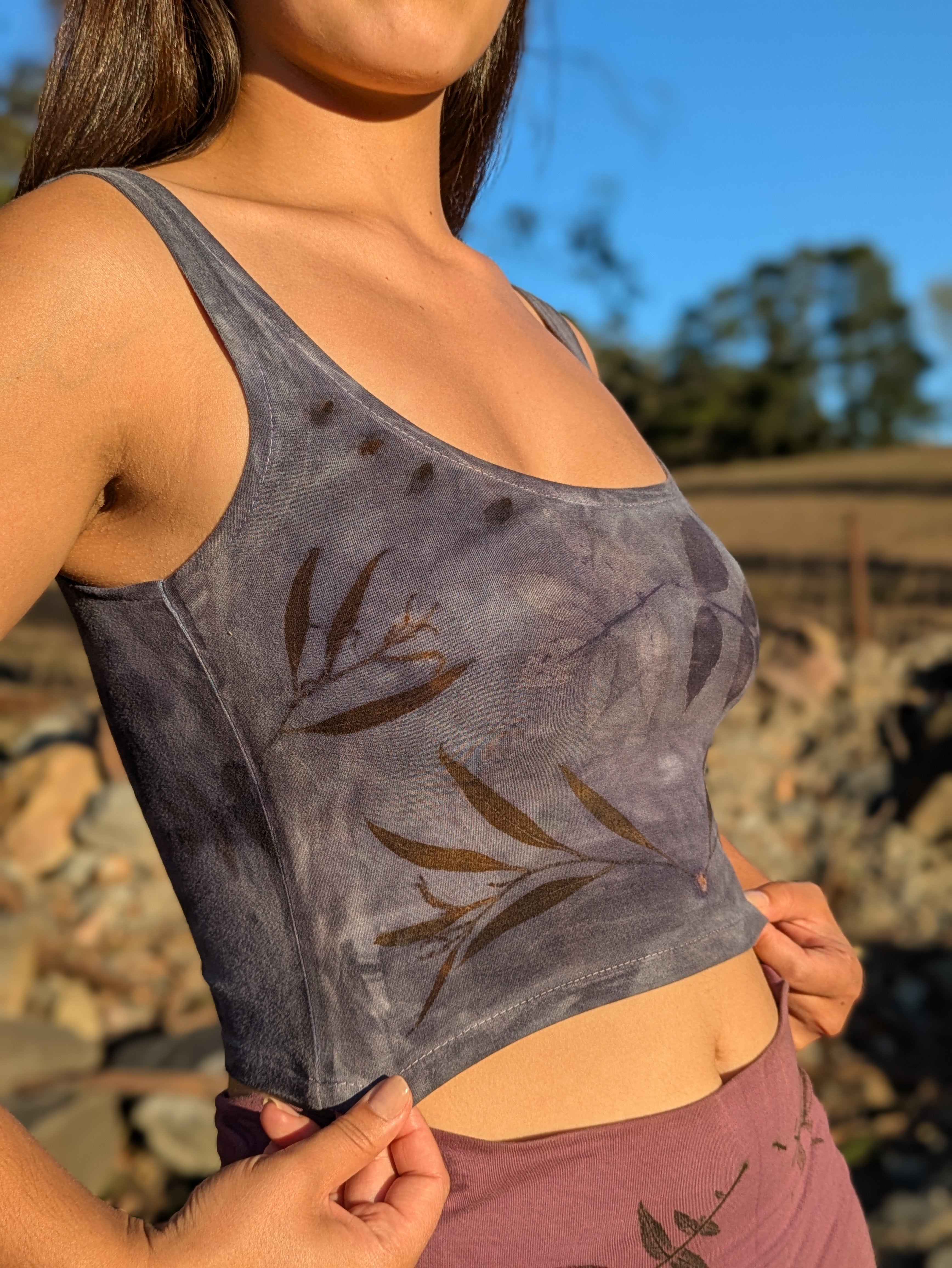 Bamboo Crop Top ~ Logwood Purple ~