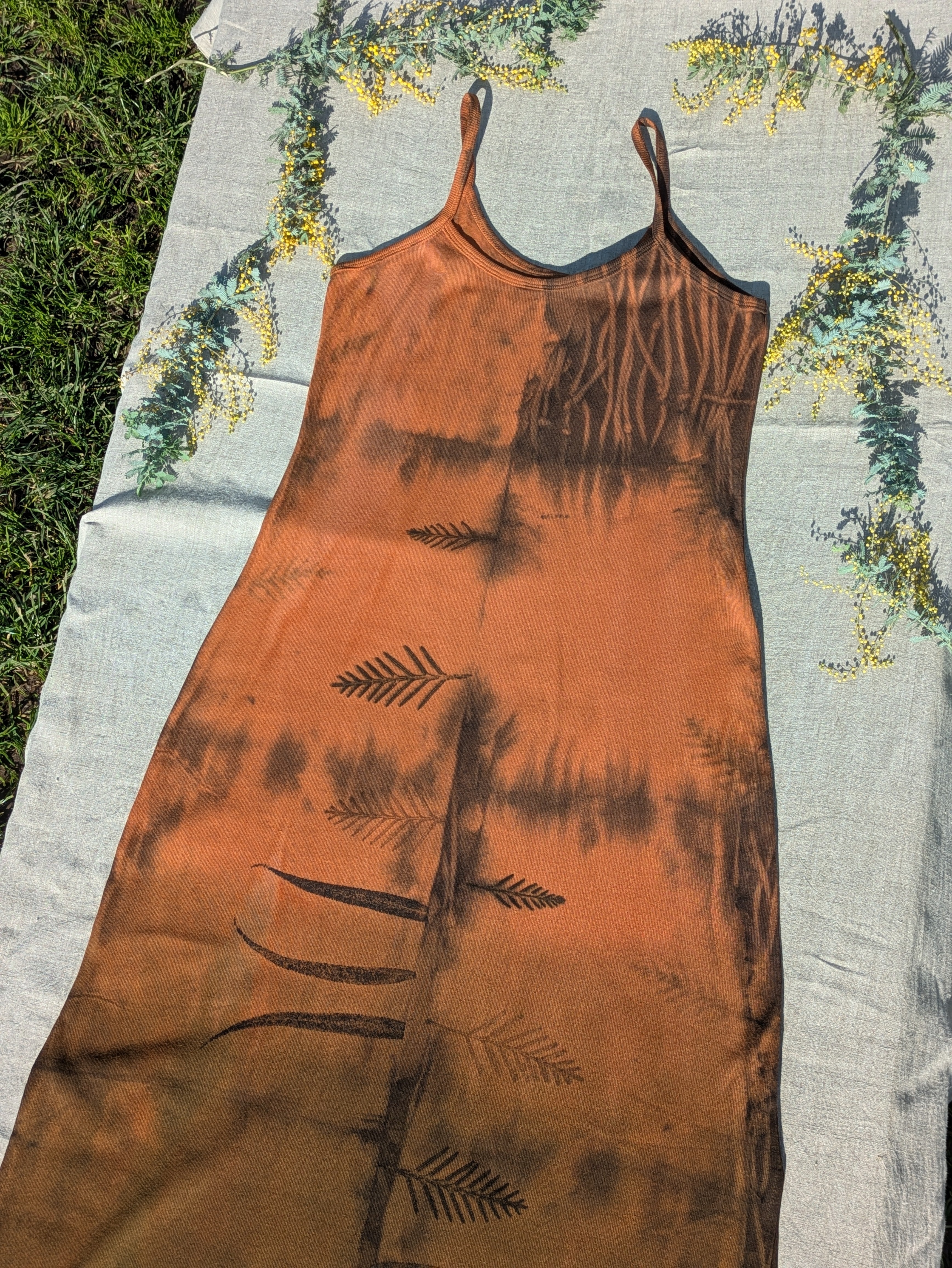 Cotton Rib Knit Spaghetti Strap Dress ~ S/M ~ Soft Terracotta