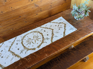Botanically Printed ~  Linen Table Runner ~ Earthen Home ~ Altar Cloth