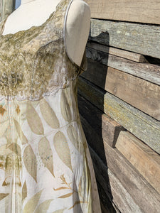 Vintage Lace Petticoat Dress ~ Moss Walnut ~ L