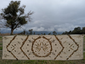 Botanically Printed ~  Linen Table Runner ~ Earthen Home ~ Altar Cloth