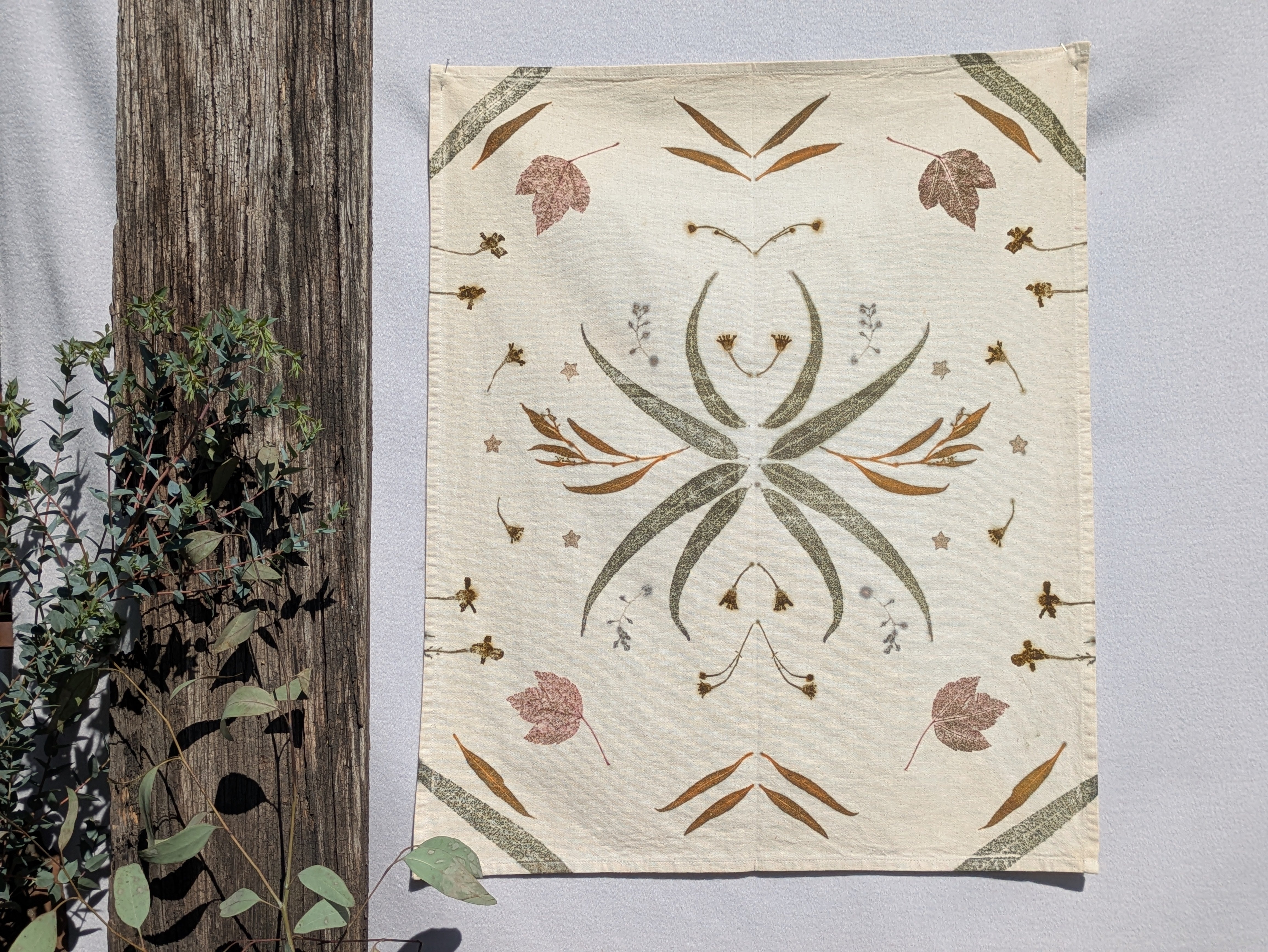 Botanically Printed Cotton Tea-Towel ~ Leaf Creation