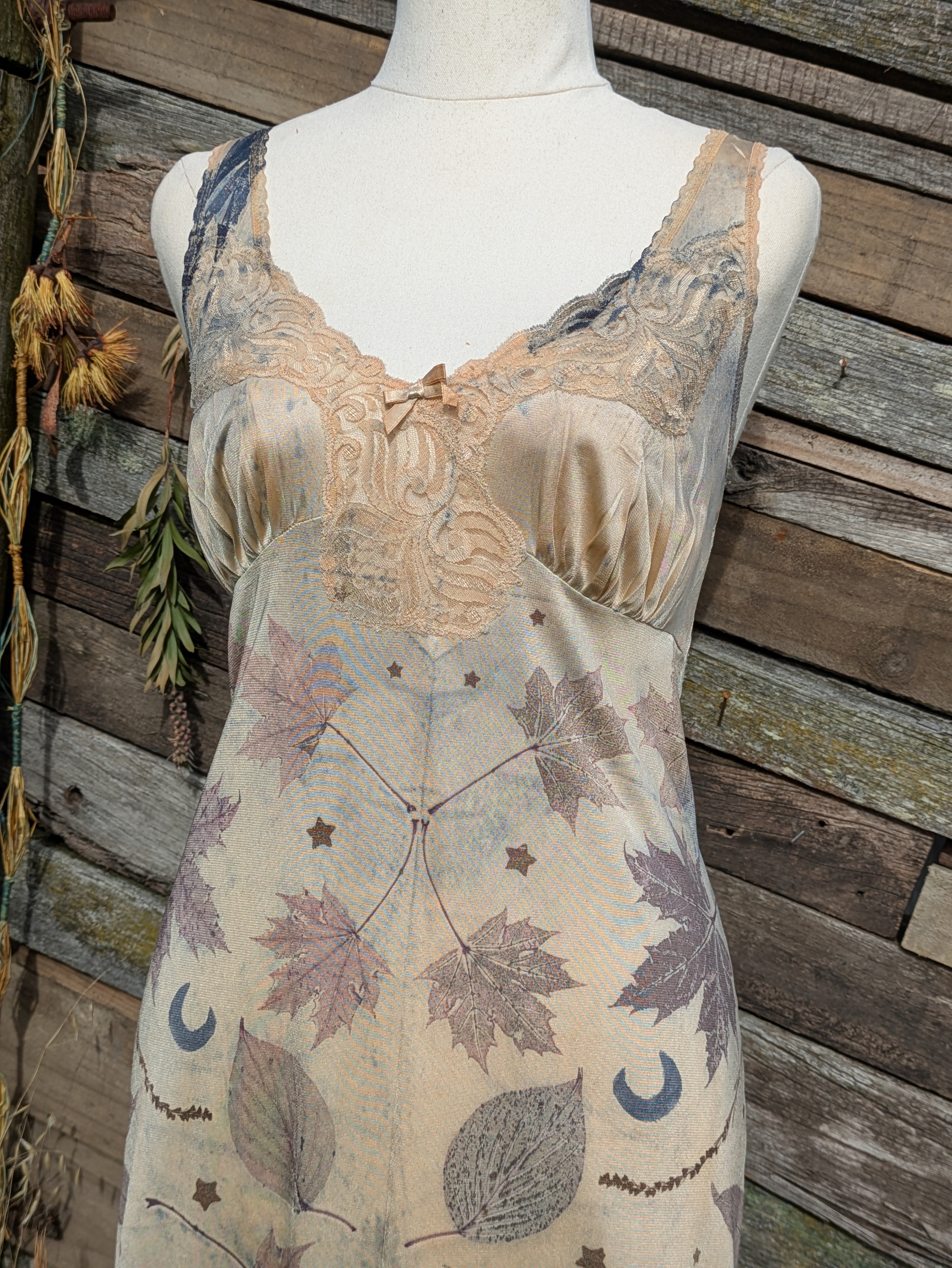 Vintage Lace Petticoat Dress ~ Madder Leaf ~ L