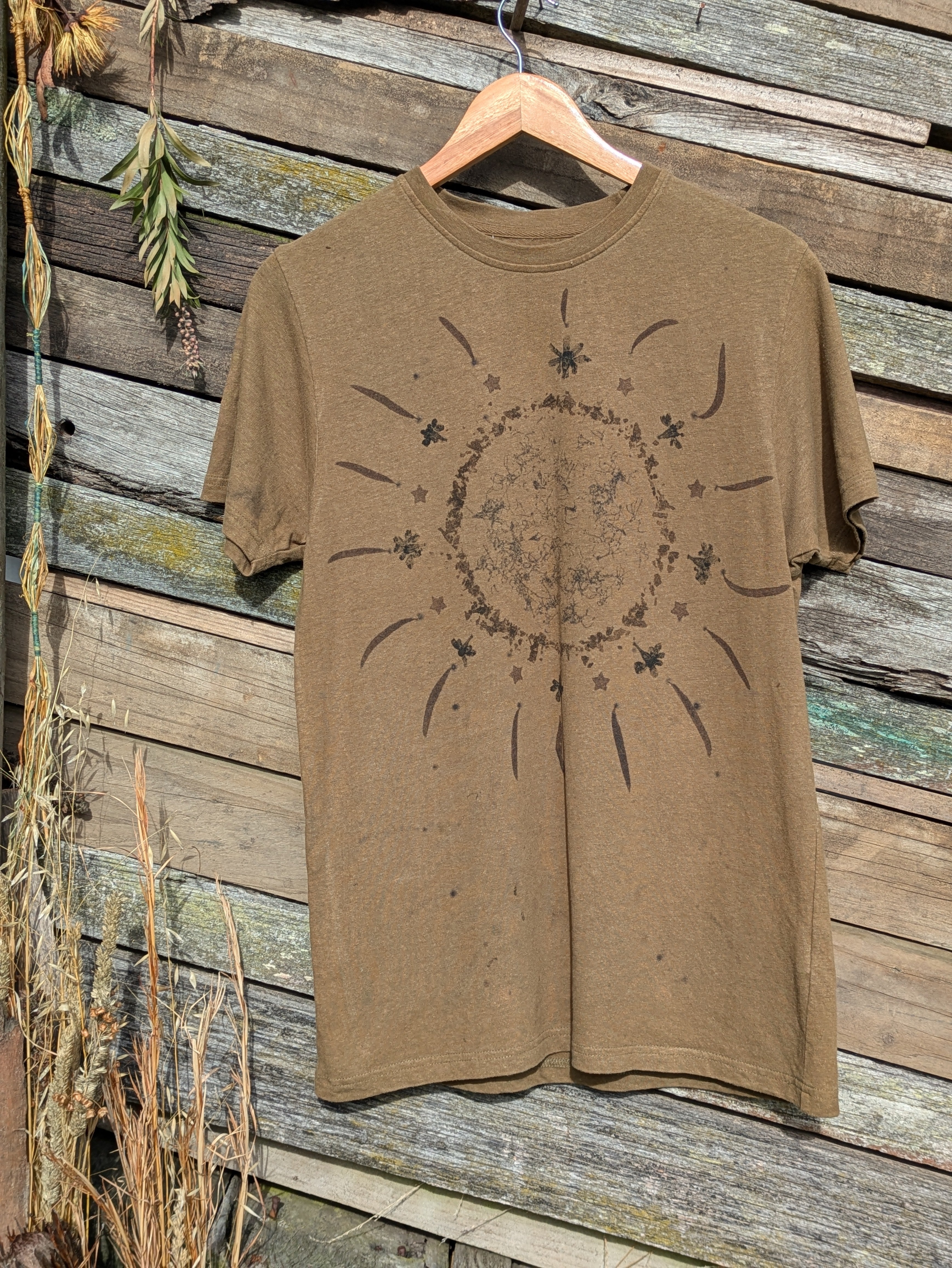 Mens Hemp Eco Printed Tee ~ Olive ~ S