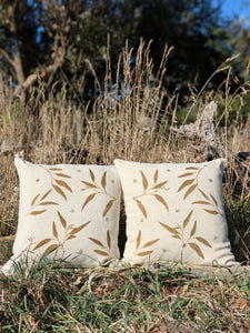 Botanically Printed ~Linen Cushion Cover Set ~ Eucalyptus Star Eco Print