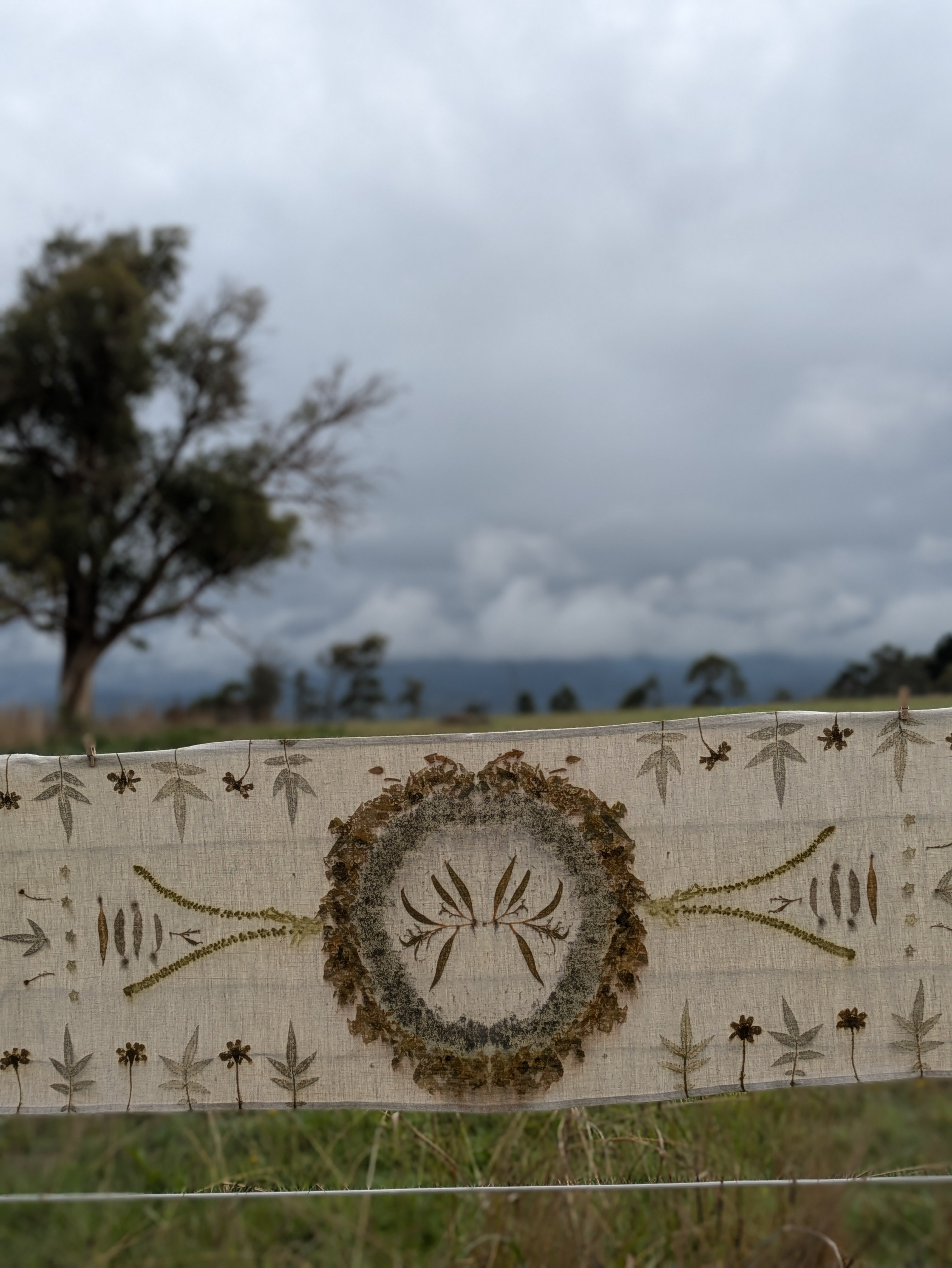 Botanically Printed Linen ~ Table Runner ~ Sacred Altar Cloth