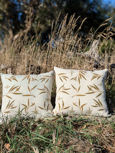 Botanically Printed ~Linen Cushion Cover Set ~ Eucalyptus Star Eco Print