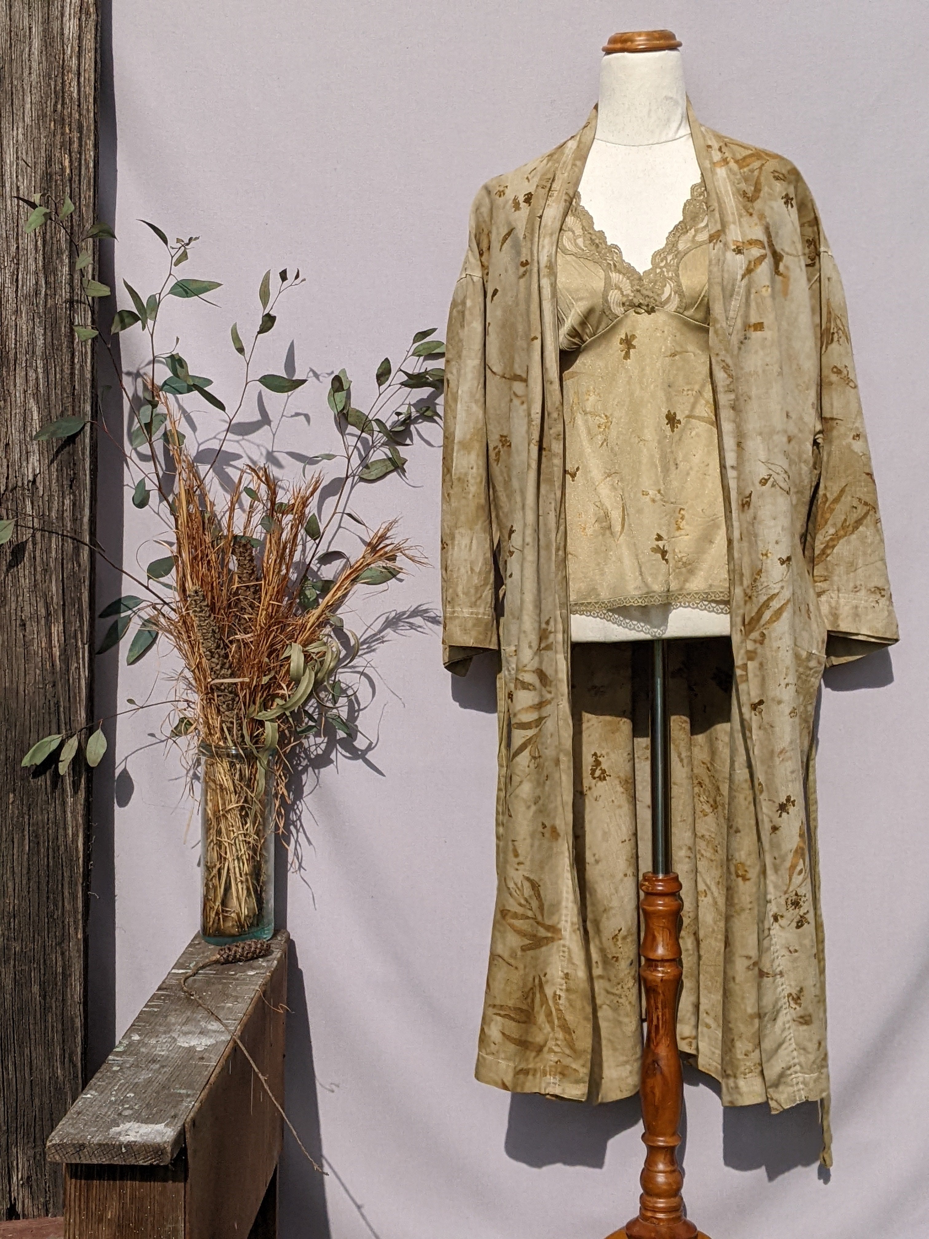 100% Plant Dyed (Marigold) Stonewash Linen Robe ~ Freesize