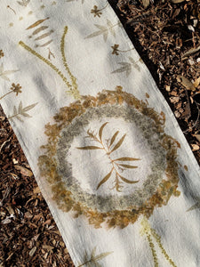Botanically Printed Linen ~ Table Runner ~ Sacred Altar Cloth