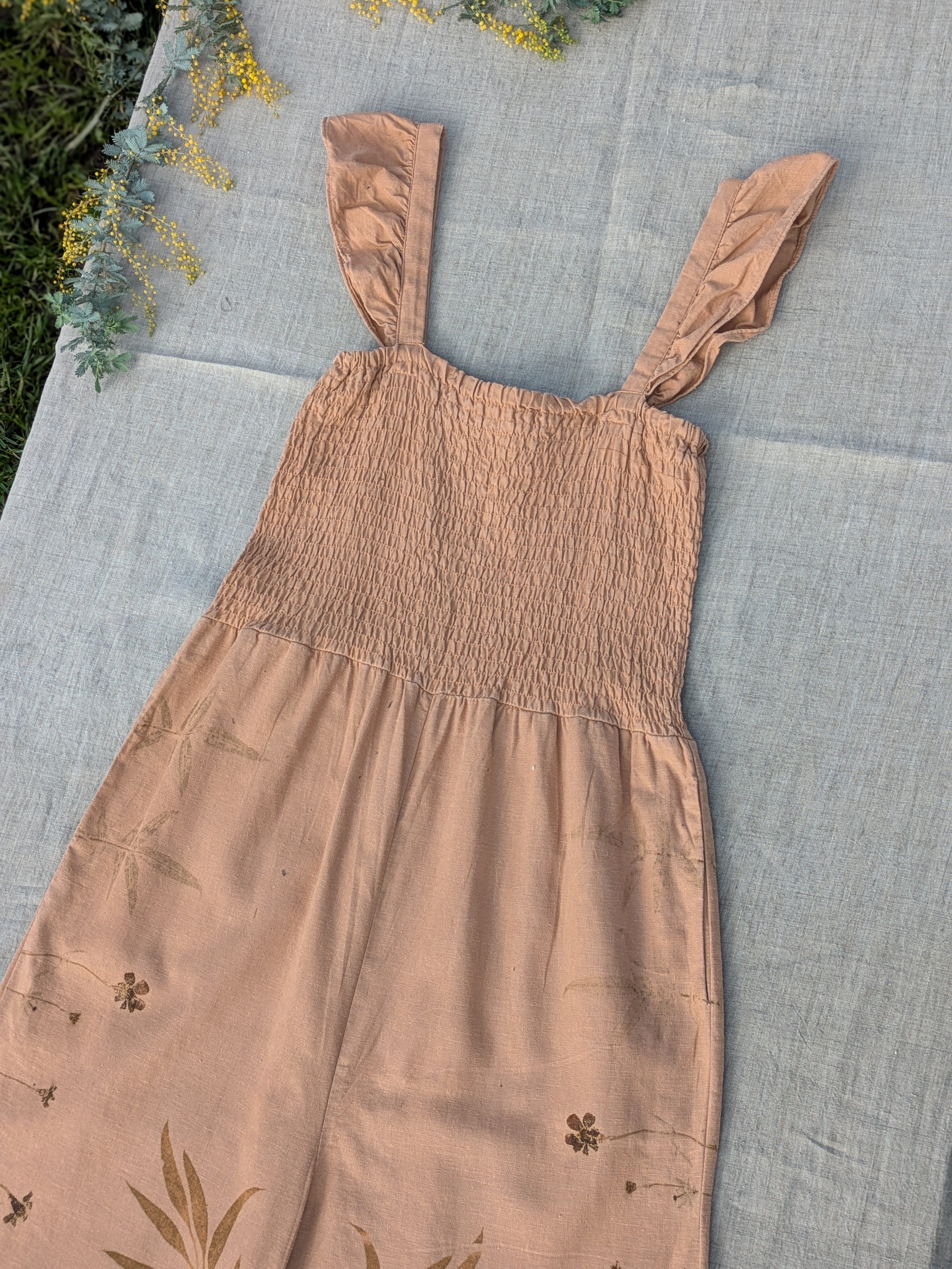 Linen Peach Frilled Jumpsuit ~ S