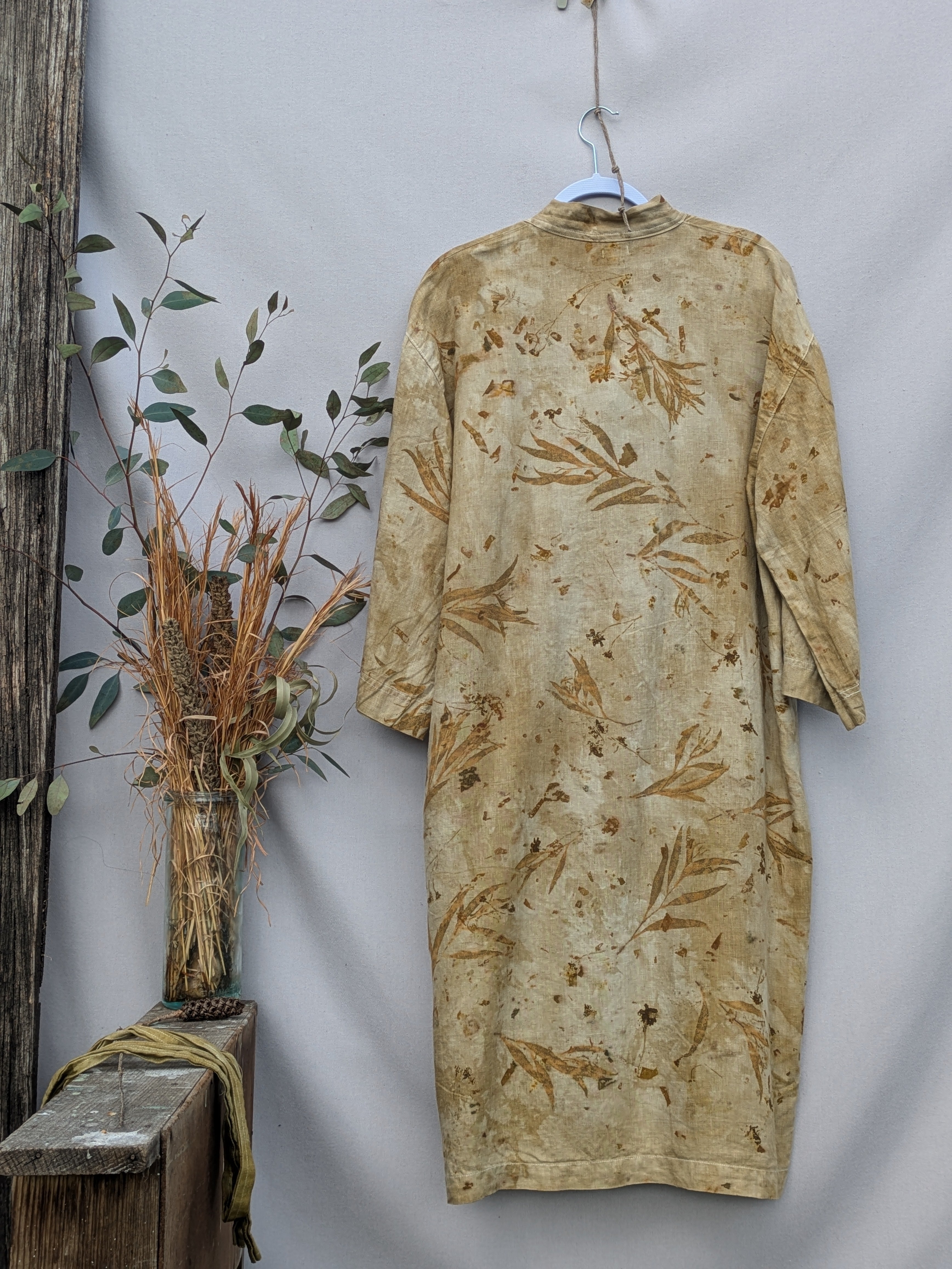 100% Plant Dyed (Marigold) Stonewash Linen Robe ~ Freesize