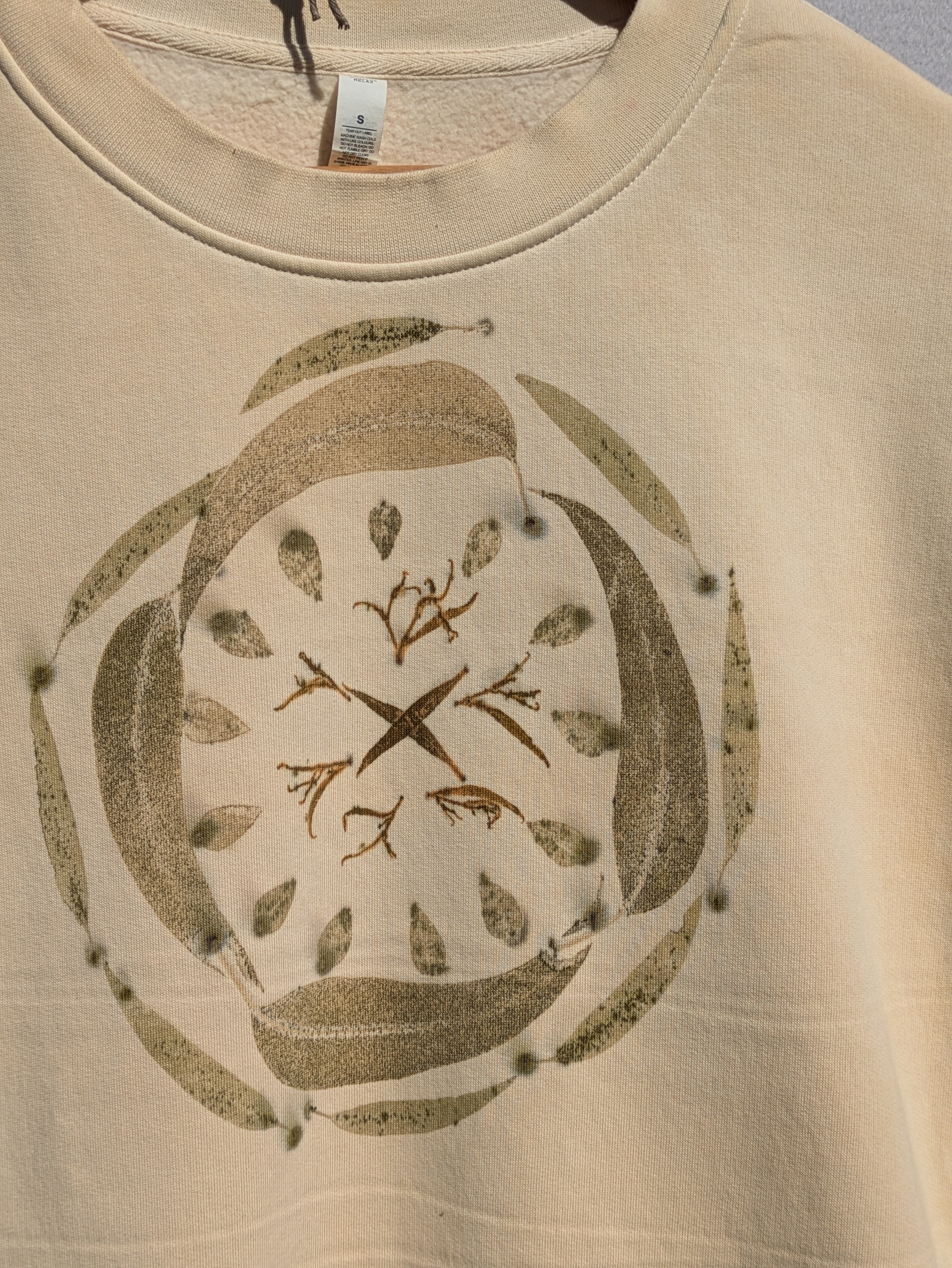 Botanical Relaxed Heavy Cropped Sweatshirt ~ S ~ Pearl Leaf Portal