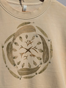 Botanical Relaxed Heavy Cropped Sweatshirt ~ S ~ Pearl Leaf Portal