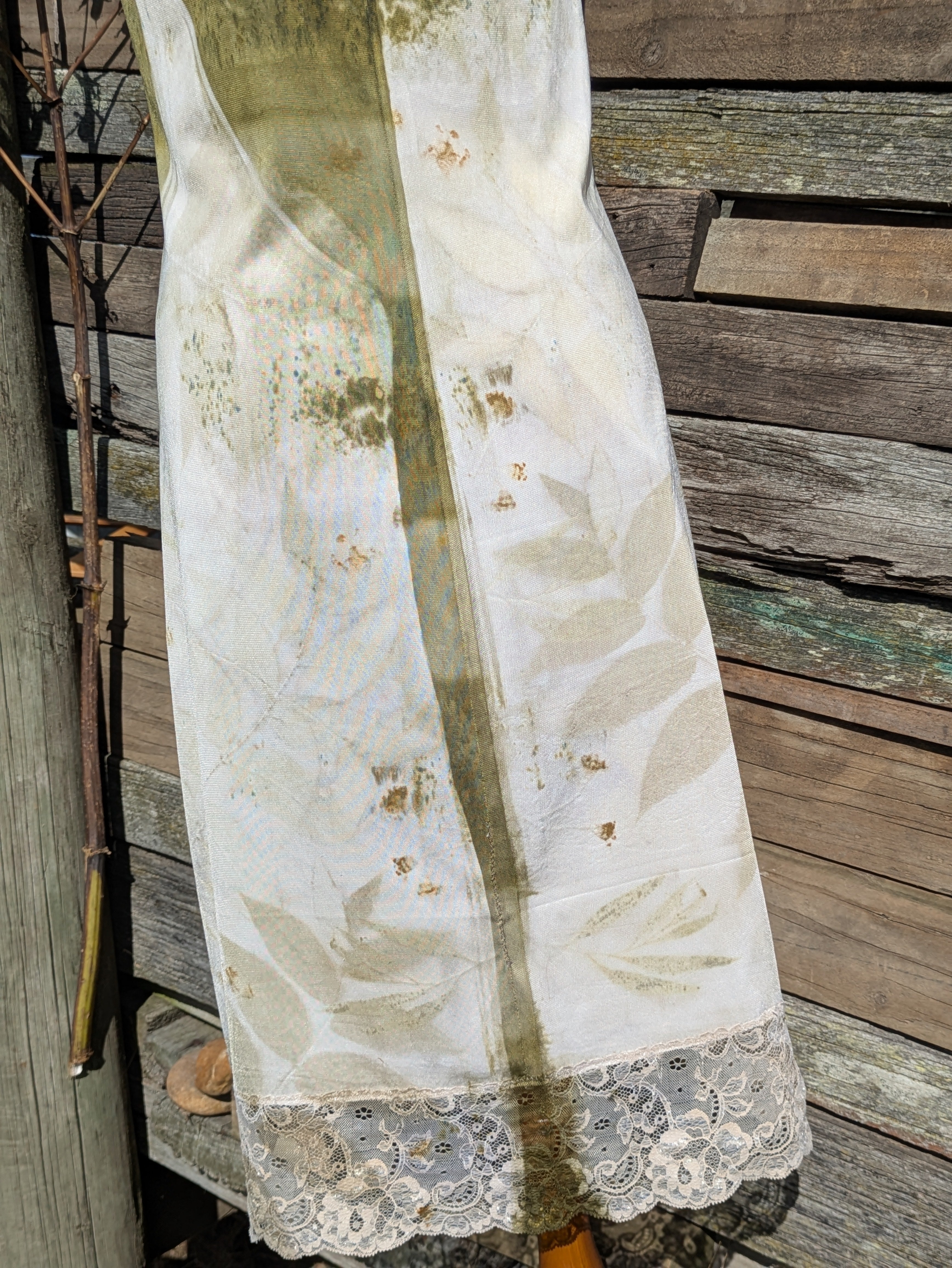 Vintage Lace Petticoat Dress ~ Moss Walnut ~ L