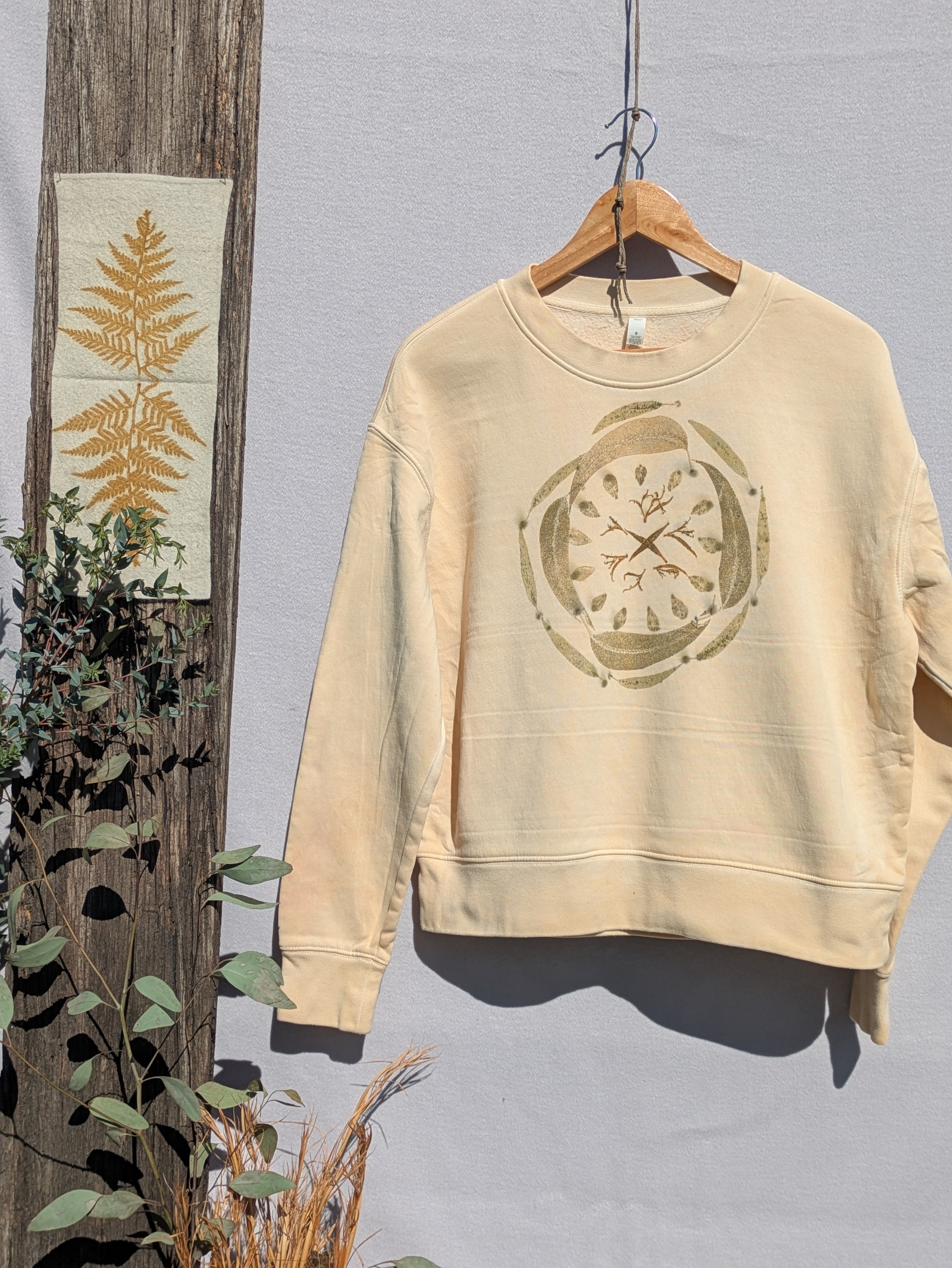 Botanical Relaxed Heavy Cropped Sweatshirt ~ S ~ Pearl Leaf Portal