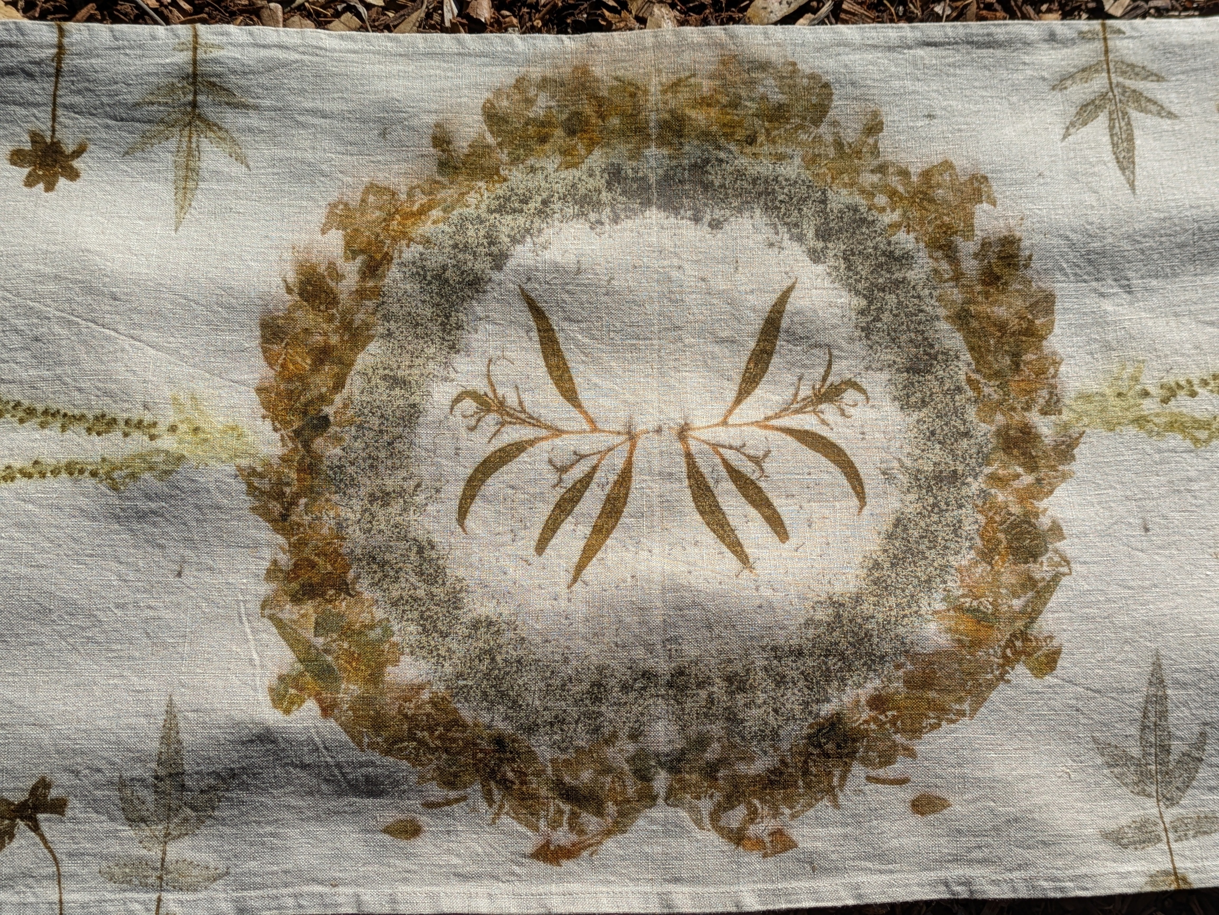 Botanically Printed Linen ~ Table Runner ~ Sacred Altar Cloth