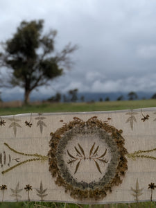 Botanically Printed Linen ~ Table Runner ~ Sacred Altar Cloth