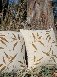 Botanically Printed ~Linen Cushion Cover Set ~ Eucalyptus Star Eco Print