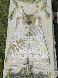 Vintage Lace Petticoat Dress ~ Moss Walnut ~ L
